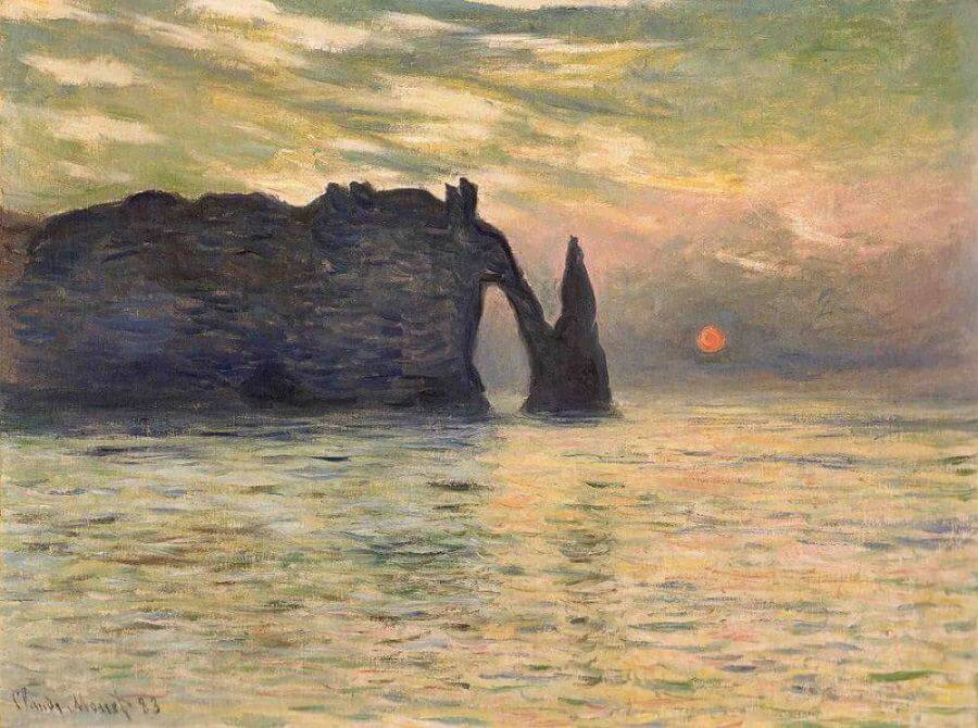 The Cliff, Étretat, Sunset by Claude Monet