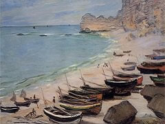Boats on the Beach at Etretat by Claude Monet