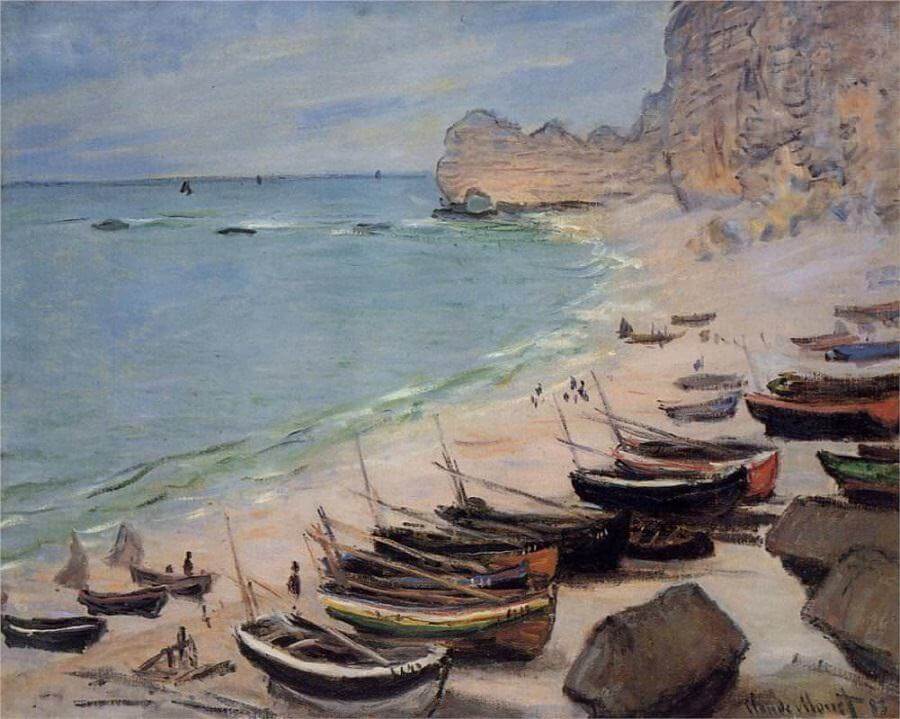 Boats on the Beach at Etretat, 1883 by Claude Monet