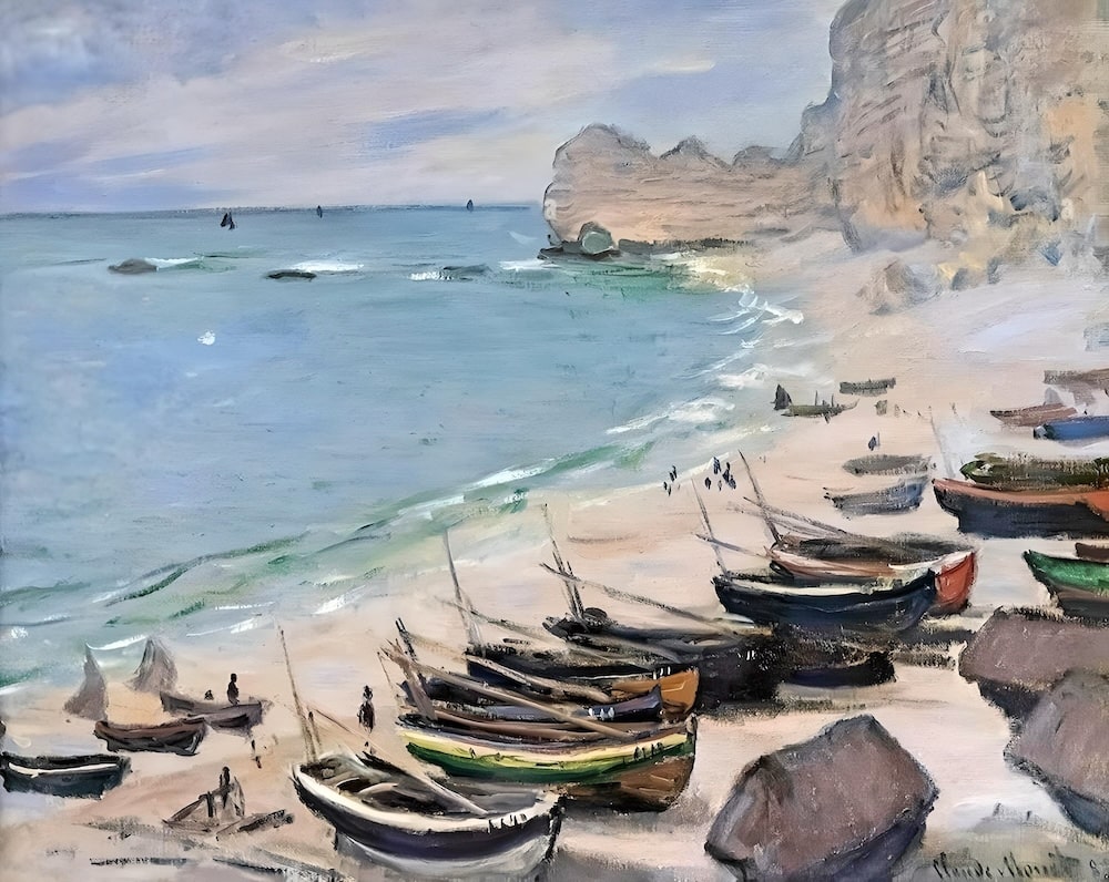 Boats on the Beach at Etretat, 1883 by Claude Monet