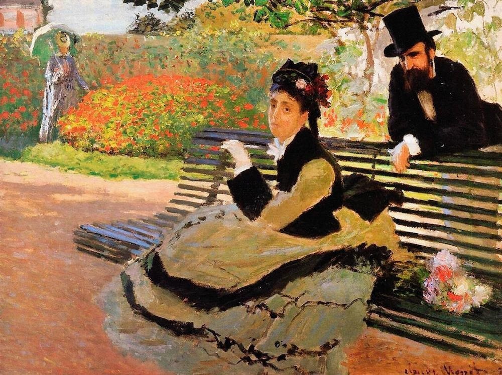 Camille Monet on a Garden Bench, 1873, by Claude Monet