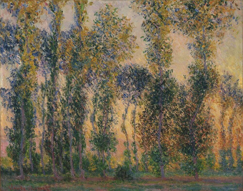 Poplars at Giverny, Sunrise, 1888 by Claude Monet