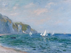 Cliffs and Sailboats at Pourville by Claude Monet